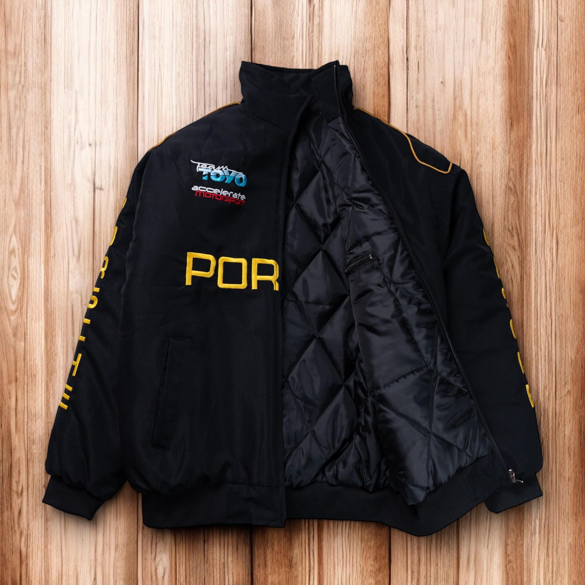 Cool Unisex Porsche Jacket, Y2K Leather Jacket, Modern Racing Jacket, Stylish Streetwear, Leather Jacket With Porsche Patch, Gift For Him