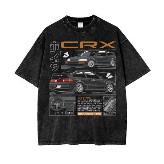 Mugen Honda CRX Vintage T-Shirt - Oversize and Heavyweight - Car Guy Holiday Gift - JDM Honda - CRX Hoodie, Civic Hoodie - Oversize shirt