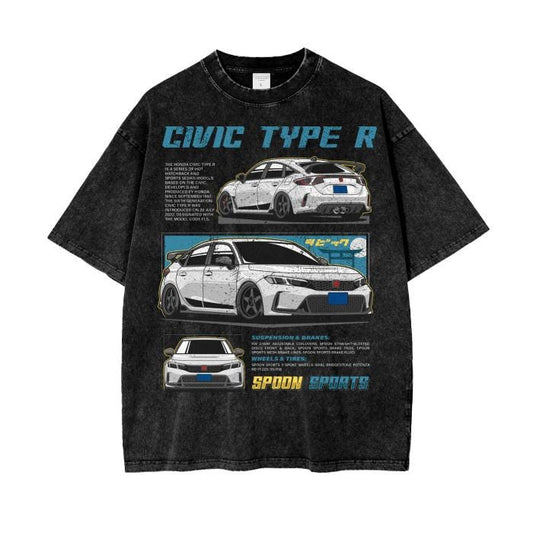 Honda Civic Type R (FL5) - Vintage T-Shirt - Oversize & Heavyweight - Premium Cut - Car Guy Holiday Gift - JDM Honda - Integra Hoodie