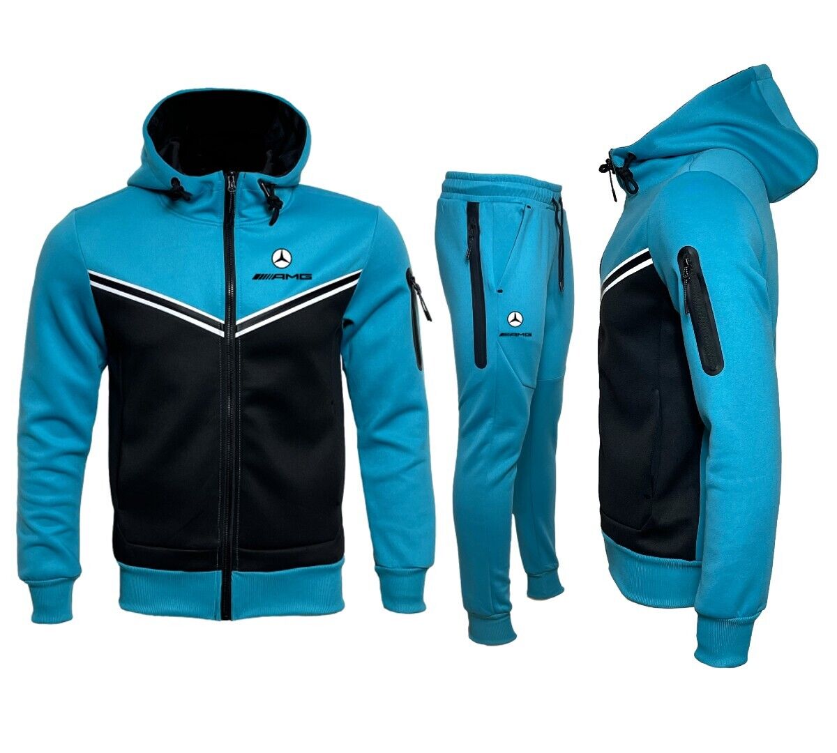 AMG Mercedes Turquoise Black Custom Jogging Jacket_driver_clothing_drivi.store